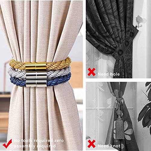 NICEEC 4 Pack Magnetic Curtain Tiebacks Modern Simple Design