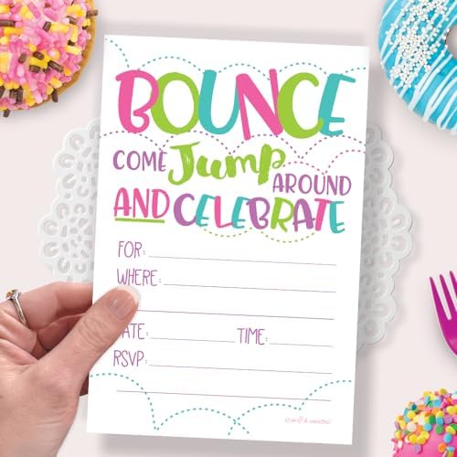 Girl Bounce House Party Invites 20 Count With Envelopes