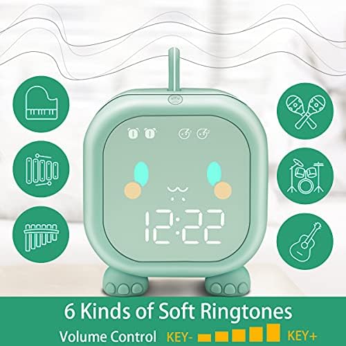 Kids Dinosaur Alarm Clock with Wake Up Light and Night Light USB Charging