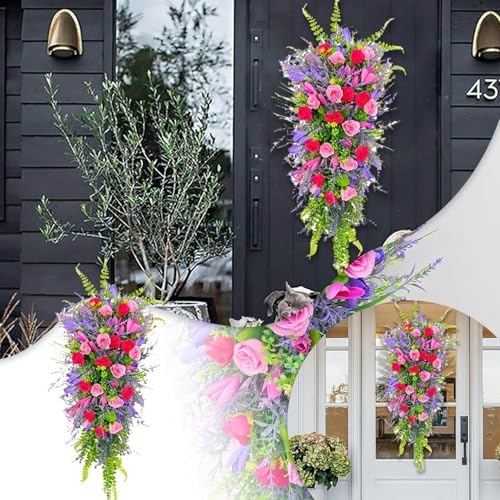Floral Swag Teardrop Wreath Spring Summer Decor