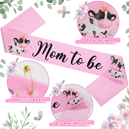 Chunful Pink Cow Mom to Be Sash Set