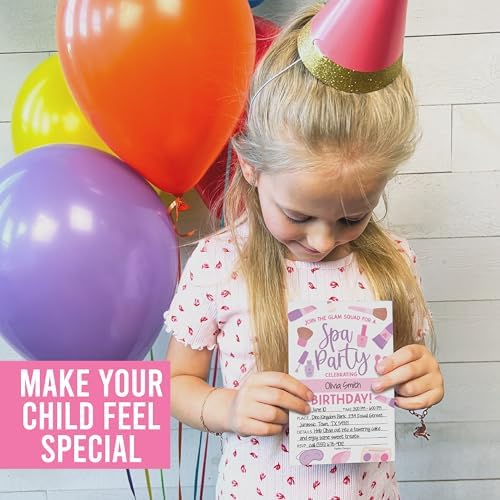 Hadley Designs 15 Glam Kids Spa Birthday Party Invitations for Girls 1