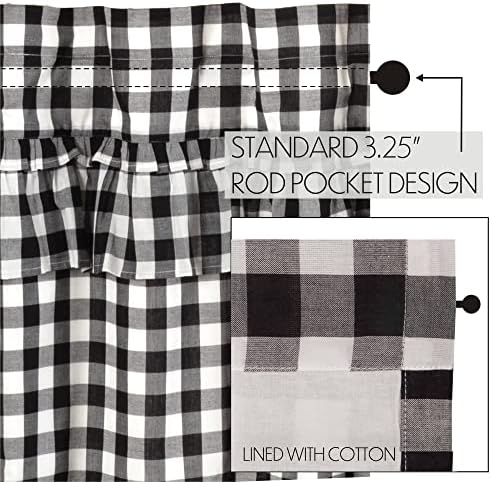 VHC Brands Black Buffalo Check Swag Curtains Pair Modern Farmhouse Style
