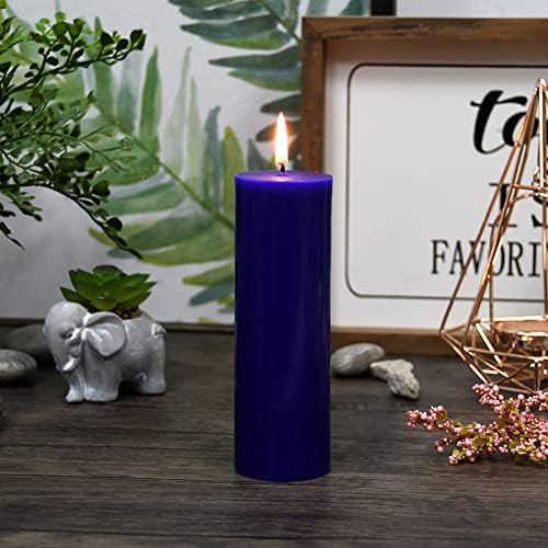 6 Inch Blue Pillar Candle for Home Dcor