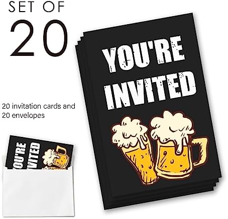 EUDOSI Cheers Birthday Party Invitations Fill-In Set of 20 with Envelopes