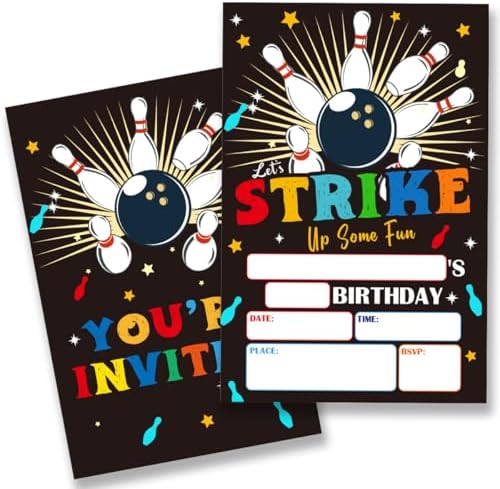 Bowling Theme Birthday Invitations Set of 20 with Envelopes