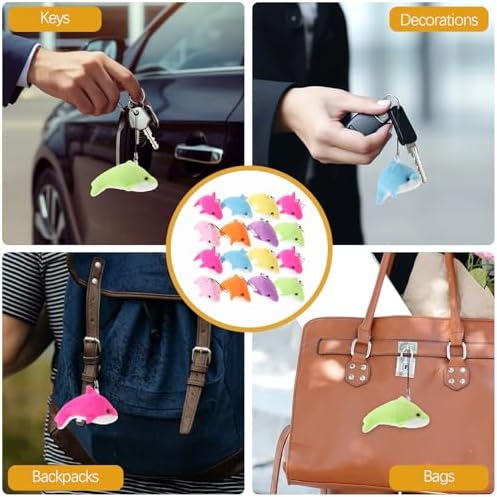 SAFIGLE 25pcs Plush Dolphin Keychains for Bags and Keys
