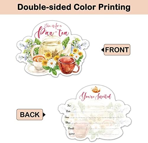 REWIDPARTY Tea Party Invitations Set of 15
