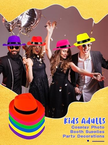 42 Pcs Neon Party Hats for Birthday Celebrations and Events