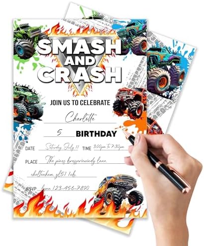 4x6 Truck Birthday Invitations with Envelopes