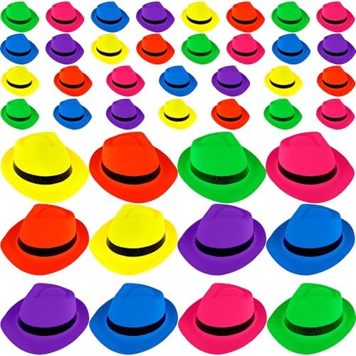 42 Pcs Neon Party Hats for Birthday Celebrations and Events