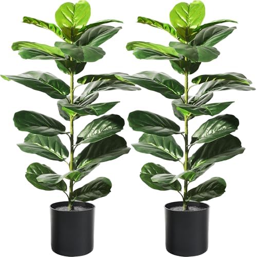 Suntee 2 Pack Artificial Fiddle Leaf Fig Trees 30 with Pots