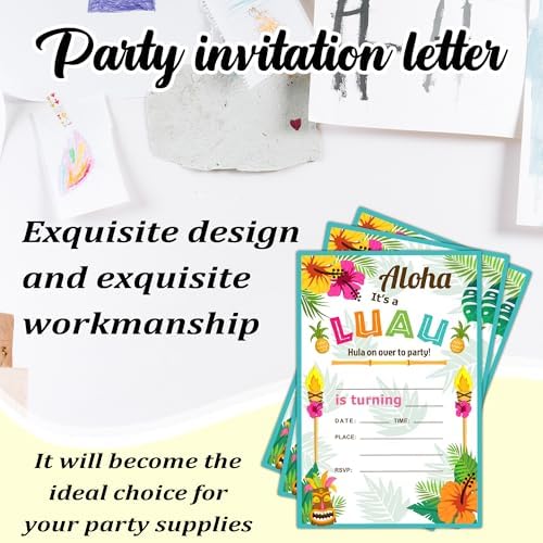 Tropical Birthday Party Invitation - 20 Double-Sided Cards With Envelopes
