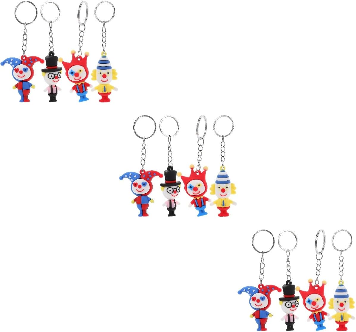 LOGOFUN 12 Pcs Crown Key Chains Resin Circus Cartoon Keyrings