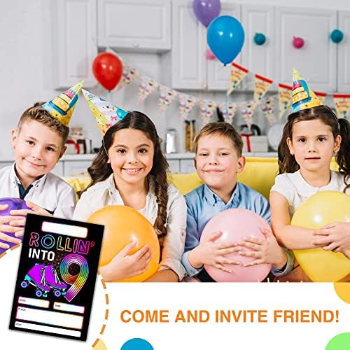 DETIHO 4x6 Roller Skating Birthday Invitations 20 Sets