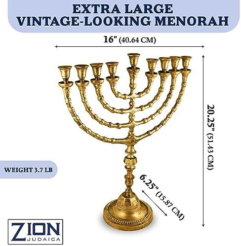 Extra Large Traditional Chanukah Menorah 21 Inch Zion Judaica