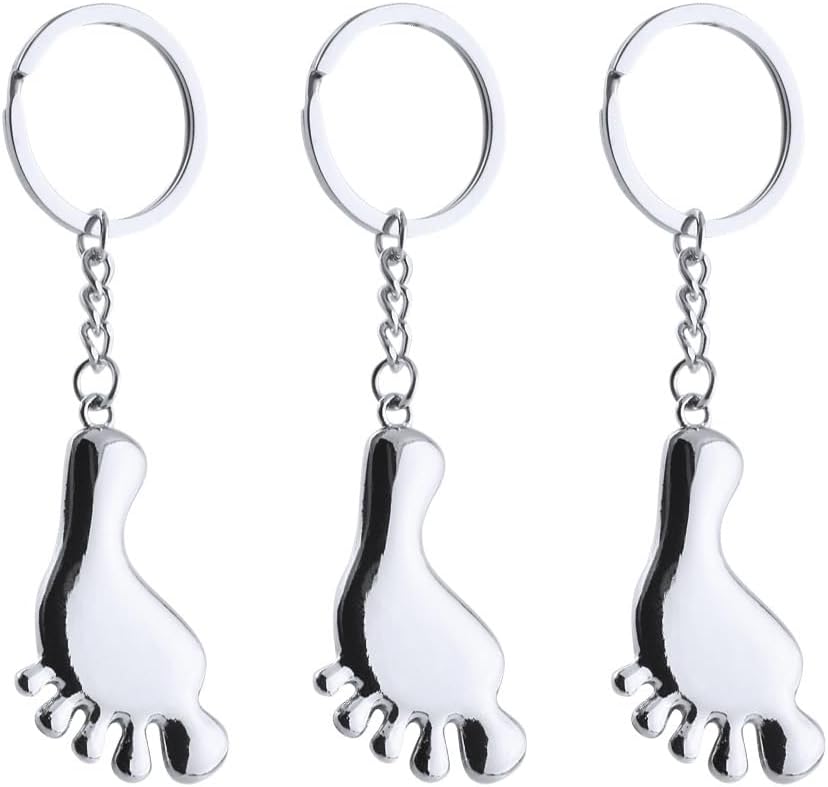 Didiseaon 6 Pcs Metal Keychain Footprint Set