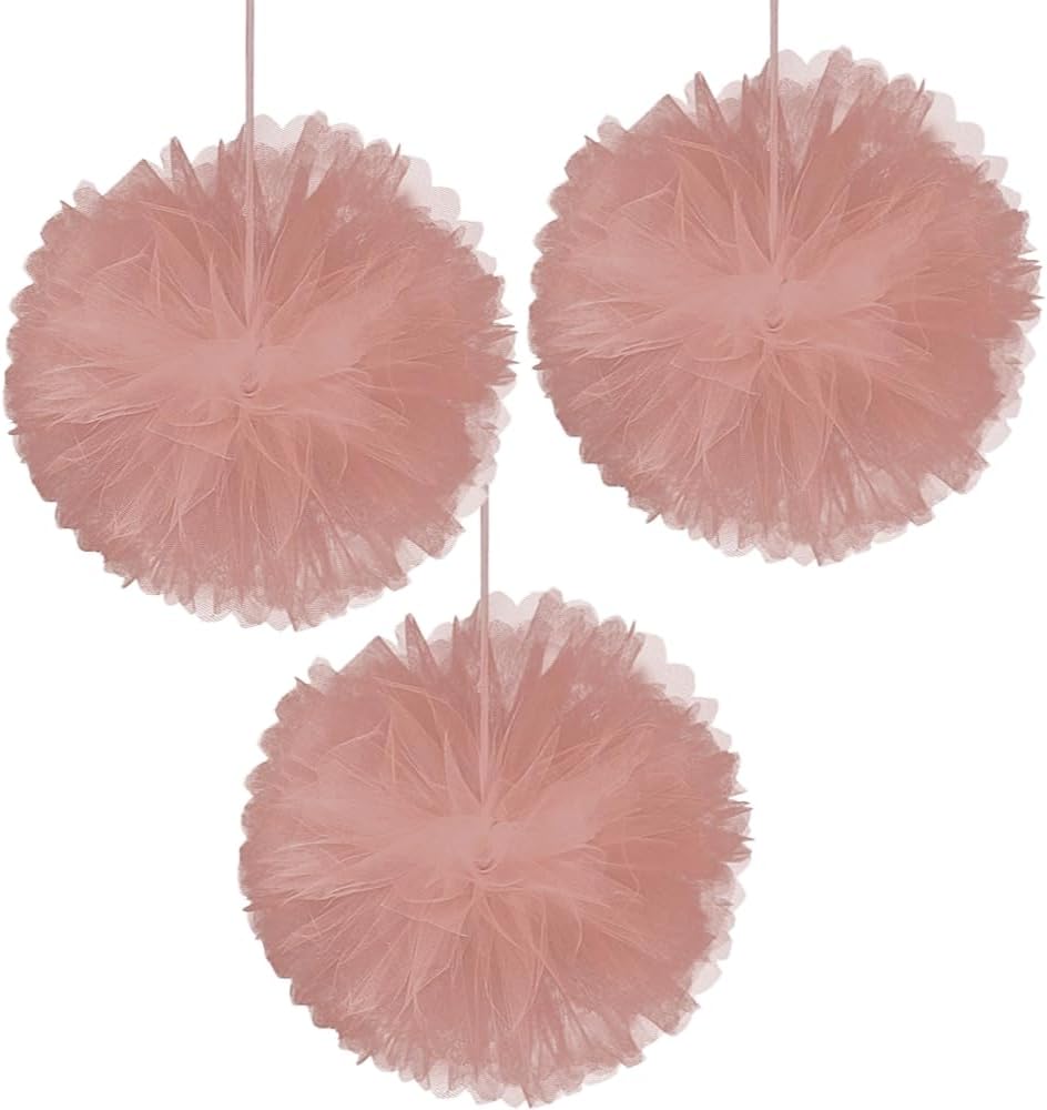 Pink Love And Leaves Tulle Decor - Pack of 3