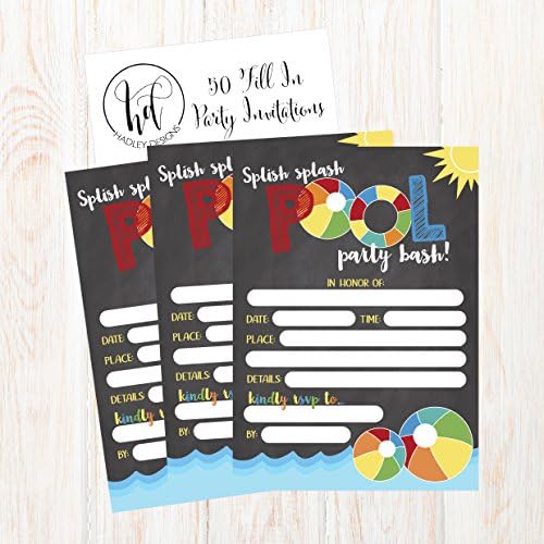 Hadley Designs 50 Pool Party Invitations