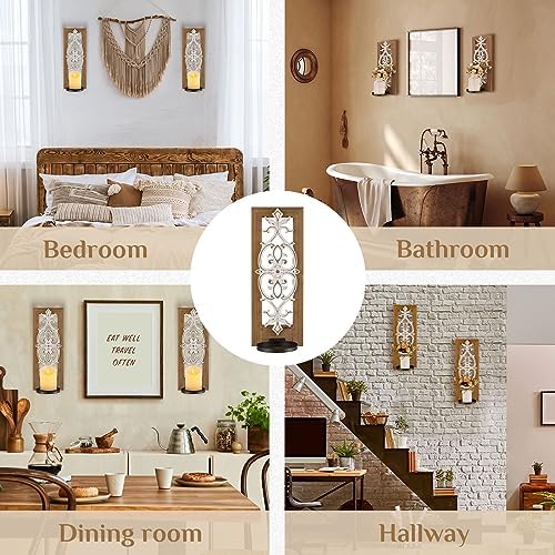Walasis Farmhouse Candle Sconces Wall Decor Set of 2