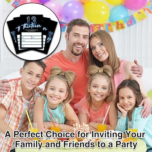 Neon Birthday Invitations for Boys 25 Double Sided Cards