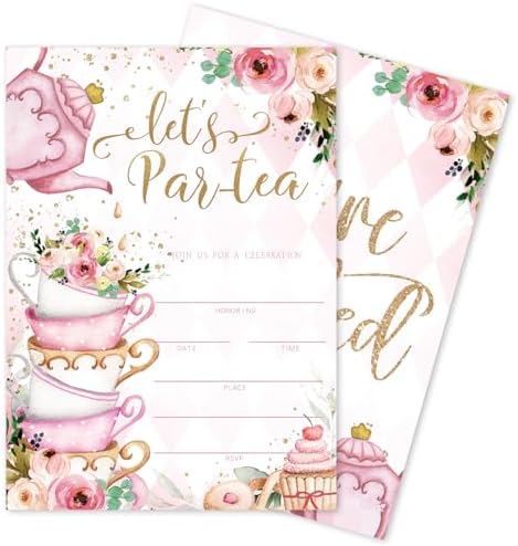 Whaline 25 Pack Tea Party Invitations 5x7 Inch