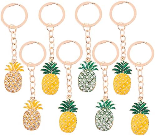 LUOZZY 8 Pcs Pineapple Keychains with Rhinestones