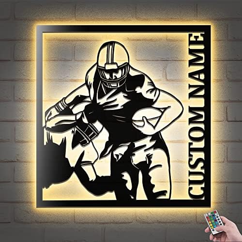 Custom American Football Metal Wall Art with LED Lights
