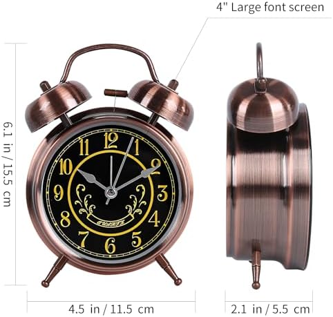 Retro Alarm Clock with Night Light for Kids and Heavy Sleepers