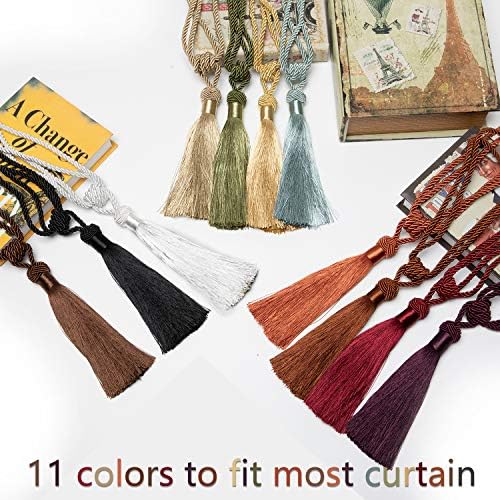 BEL AVENIR Curtain Tiebacks 2 Pack Red Tassels Holdbacks