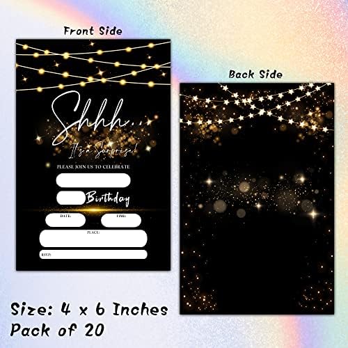 Surprise Birthday Invites with Envelopes 20 Pack