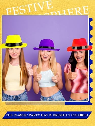 42 Pcs Neon Party Hats for Birthday Celebrations and Events