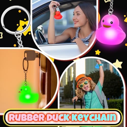 Deekin 48 Piece LED Light Rubber Duck Keychain Set