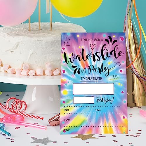 Waterslide Birthday Invitations Set of 20 with Envelopes
