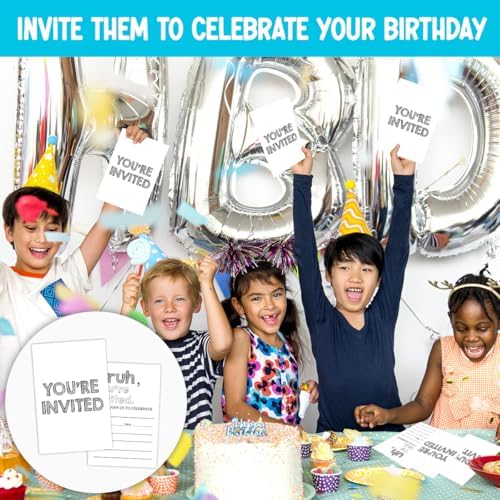 Simple Black Birthday Party Invitations 30 Cards Envelopes
