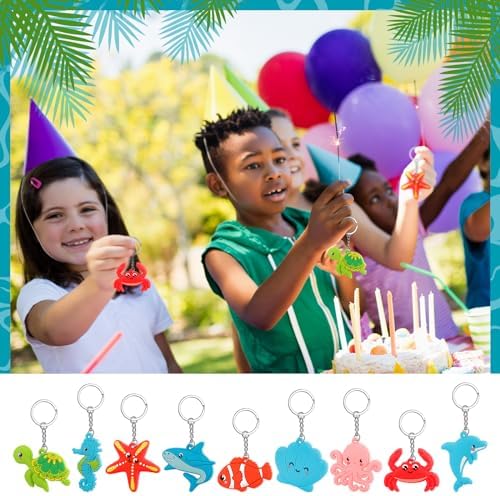 Yinkin 36 Pcs Summer Party Keychains with 9 Styles