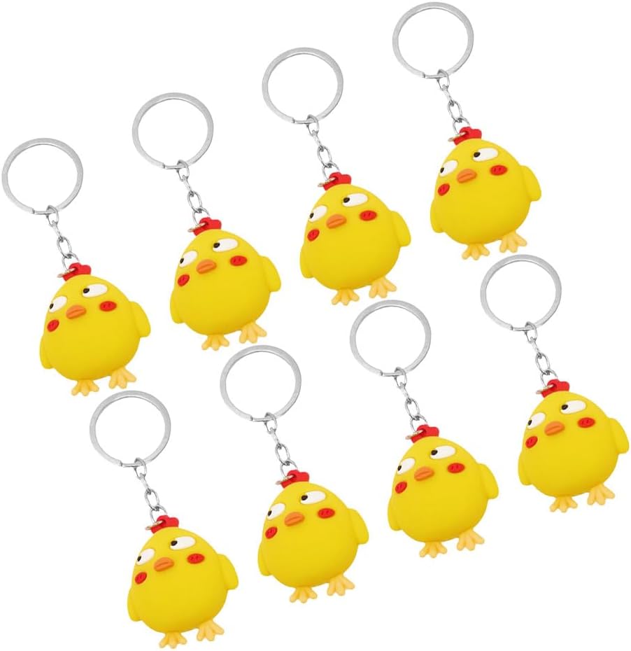LOGOFUN 16PCS Funny Chicken Keychains for Bag Backpack Birthday Party Favors
