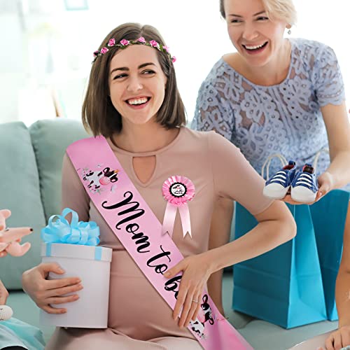 Chunful Pink Cow Mom to Be Sash Set