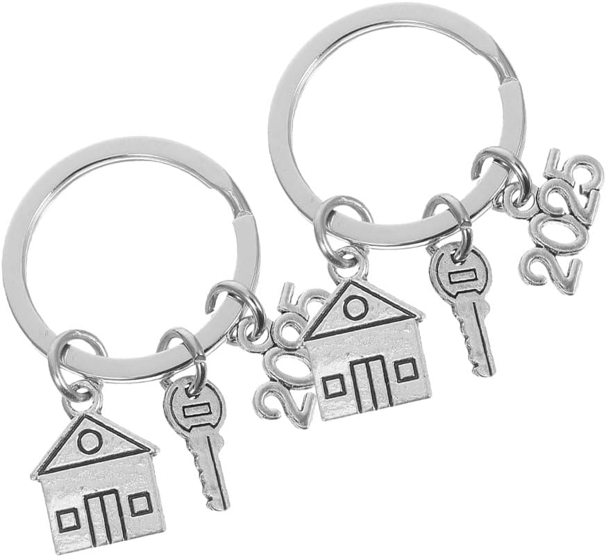 LOGOFUN 4PCS Housewarming Keychains Metal Key Ring for Bag Backpack