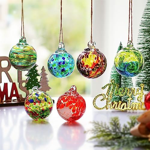 6pcs Hand Blown Glass Friendship Hanging Ornaments