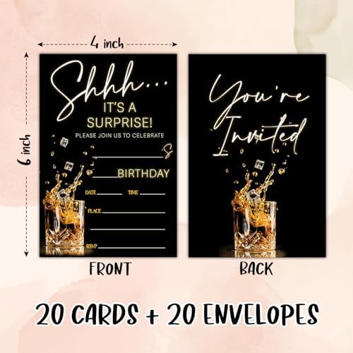 Shhh Its A Surprise Birthday Party Invitation Cards Set