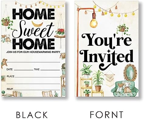 EUDOSI Retro Rustic Housewarming Party Invitation Set of 20 with Envelopes