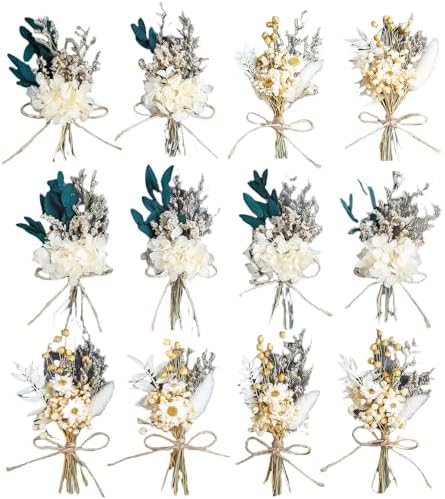 Xins Convey Mini Dried Flower Bouquet Set Pack of 12 Gray