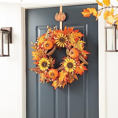Glitzhome 3 Pack Glitter Acorn Leaf Pumpkin Wreath Hangers