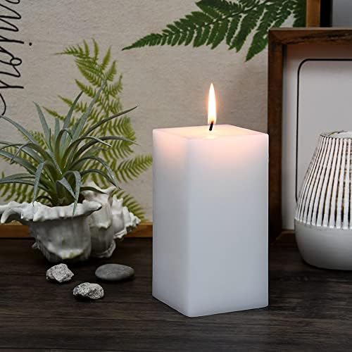 Jeco 6 Inch White Square Pillar Candle