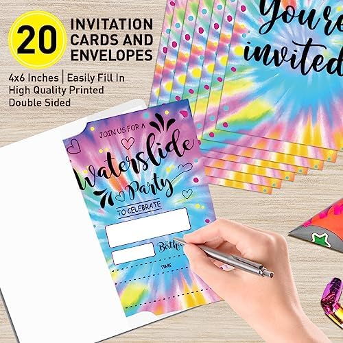 Waterslide Birthday Invitations Set of 20 with Envelopes