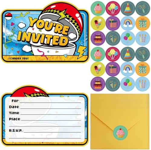 20Pcs Anime Birthday Invitations for Boys