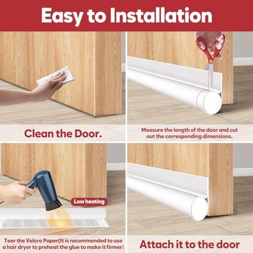 HomeProtect Door Draft Stopper for Bottom of Door White
