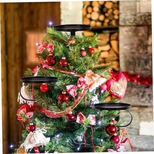 Black Candle Holder Triple Christmas Tree Topper Stand