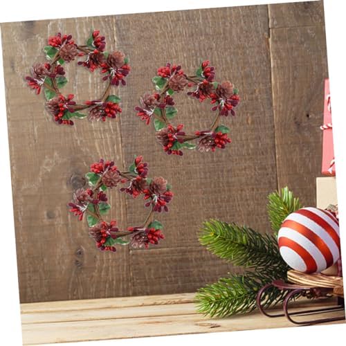 4pcs Christmas Candle Pine Cones and Berries Holiday Decor Set